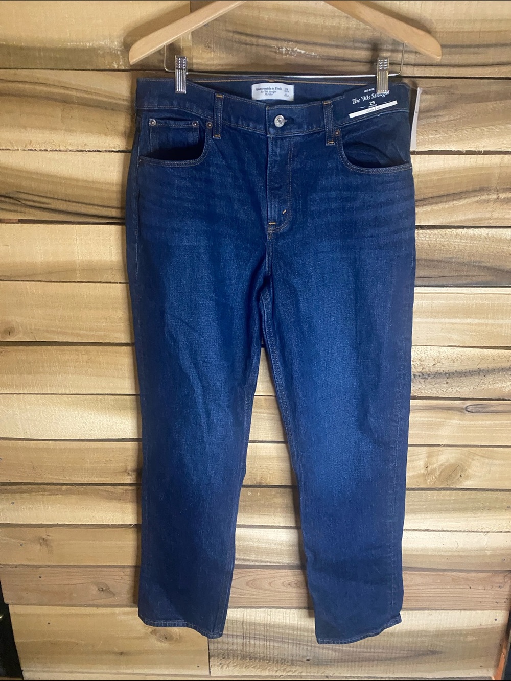 Abercrombie & Fitch The 90s Straight mid rise Dark Blue Denim Jeans size 29